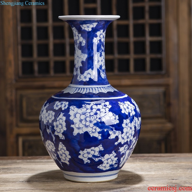 Jingdezhen ceramics Shadow blue glaze antique vase Chinese style restoring ancient ways is the sitting room porch decoration handicraft furnishing articles