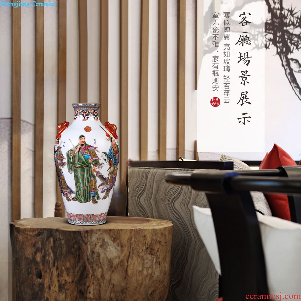 Jingdezhen ceramic vase imitation qing qianlong enamel color peacock flower implement Chinese style household adornment play furnishing articles