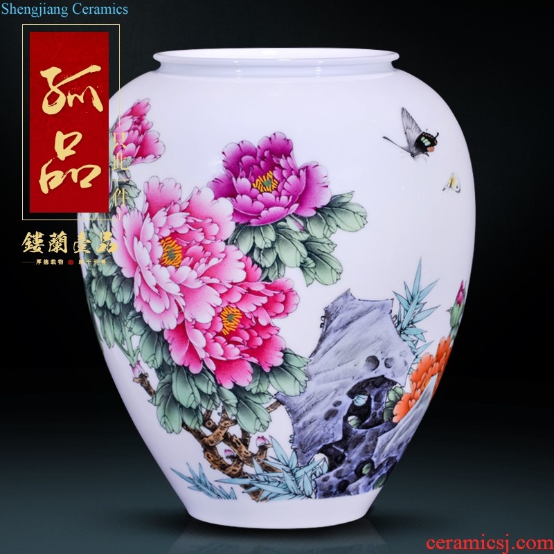 Archaize of jingdezhen ceramics powder enamel the blue colour flower vase Chinese decorative household items furnishing articles