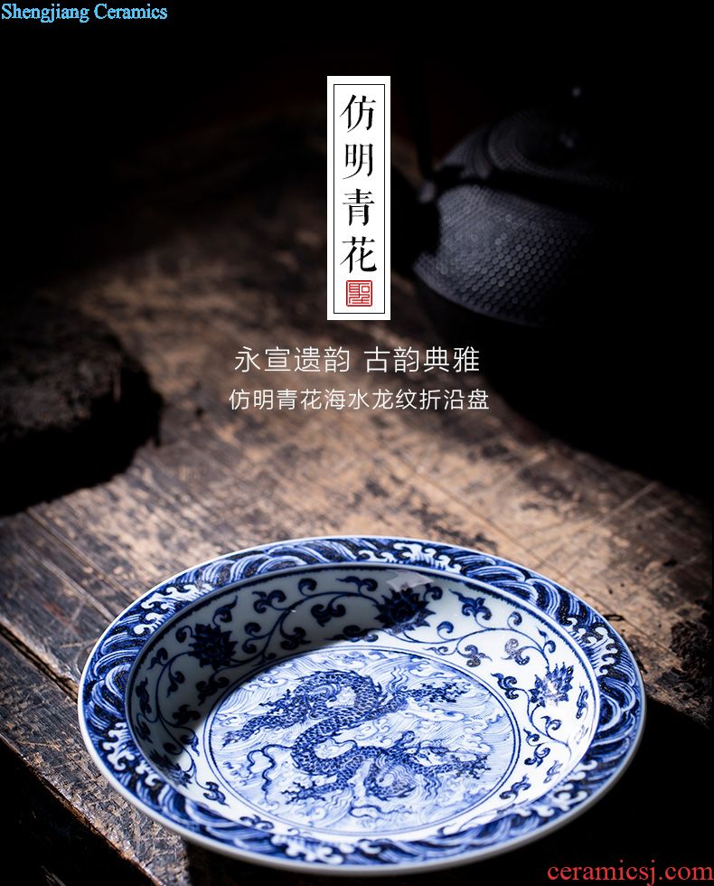 Santa teacups hand-painted ceramic kungfu blue bucket color many children f set of cup sample tea cup set of jingdezhen tea set