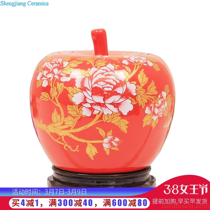 Jingdezhen ceramics red landscape floret bottle of flower arranging the sitting room of Chinese style household decoration crafts are desktop