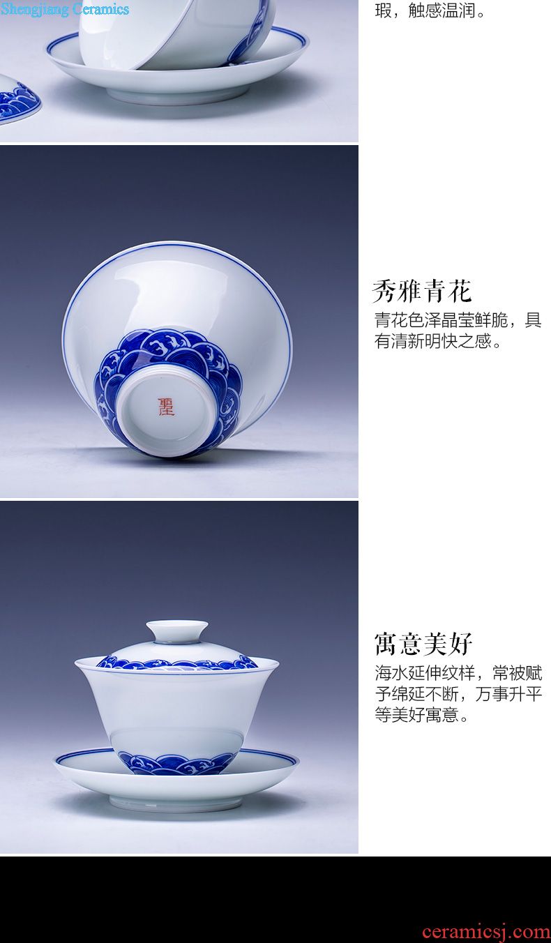 The big teapot hand-painted ceramic kung fu figure great pearl pot of jingdezhen blue and white baby play all hand tea teapot