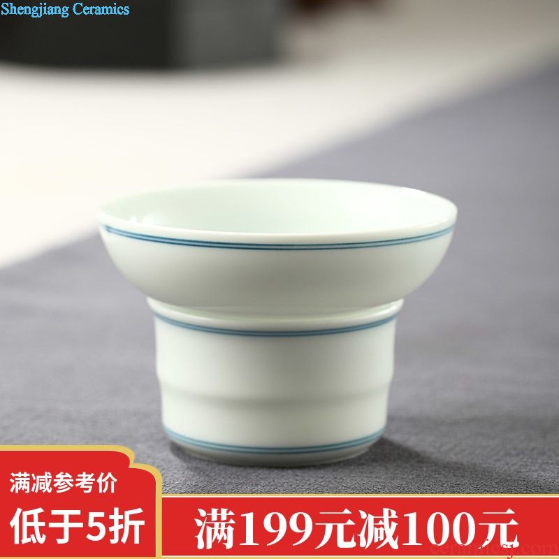 Drink to jingdezhen hand-painted blue and white porcelain tea sweet white filter) glass ceramic filter base kung fu tea set