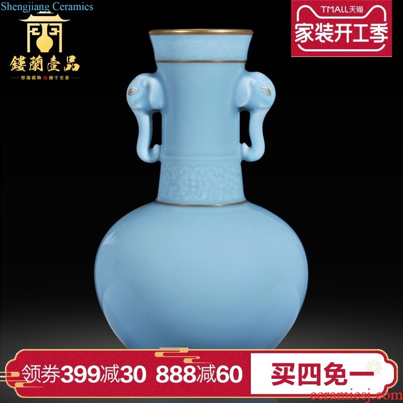 Blue and white peach jingdezhen ceramics imitation qing qianlong grain the general pot of new Chinese style home furnishing articles sitting room