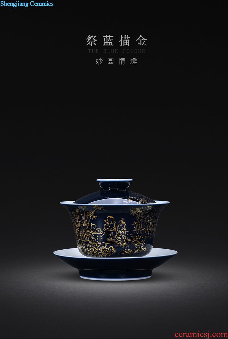 Jingdezhen JingJun enamel teapot live tiancheng hand-painted ceramic teapot single pot home little teapot