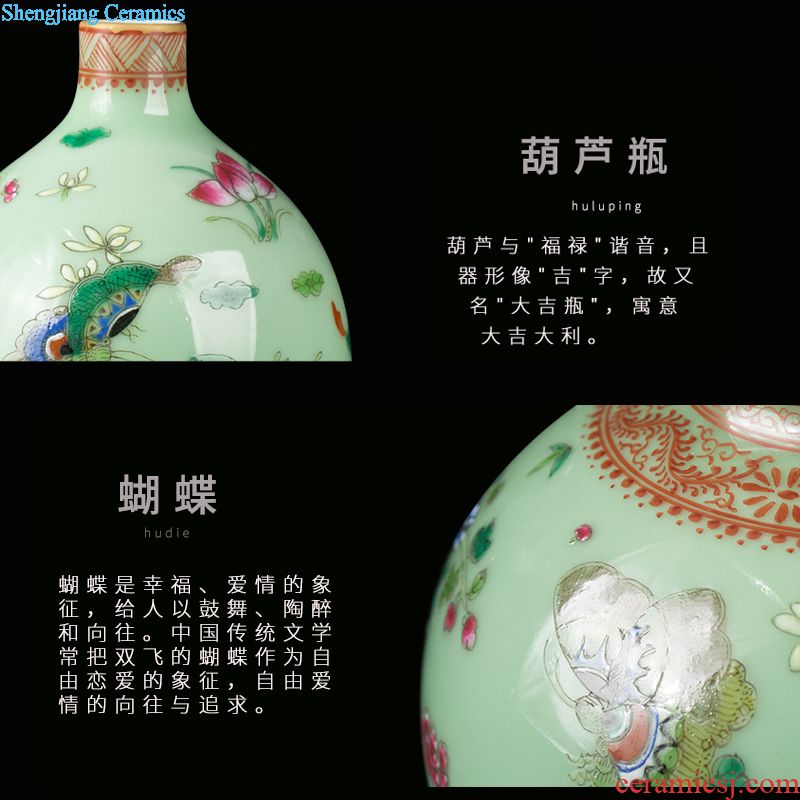 Jingdezhen ceramic hand-painted famille rose porcelain vase furnishing articles opened new Chinese style household decoration craft porcelain gifts