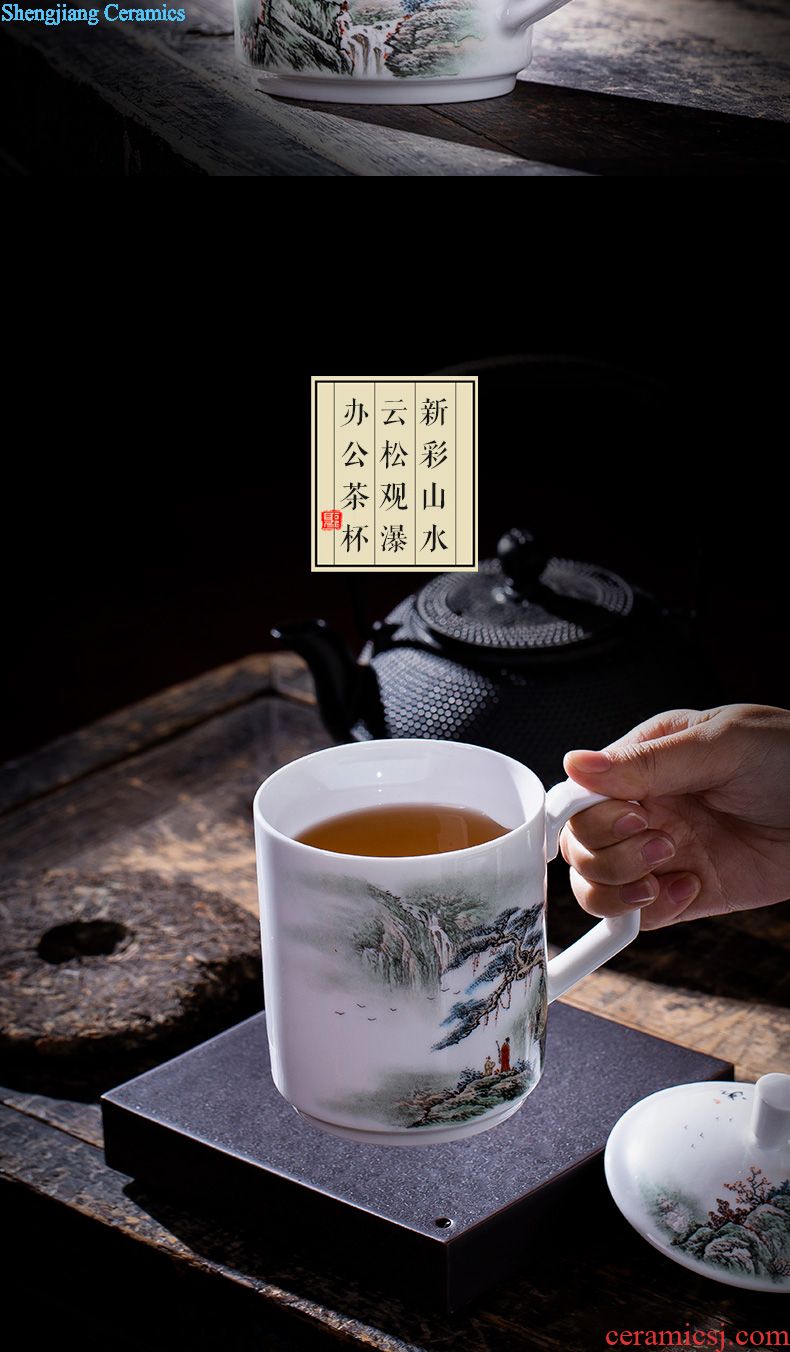 The big three to make tea tureen teacups hand-painted scenery of blue and white porcelain ceramic bowl full manual jingdezhen kung fu tea set