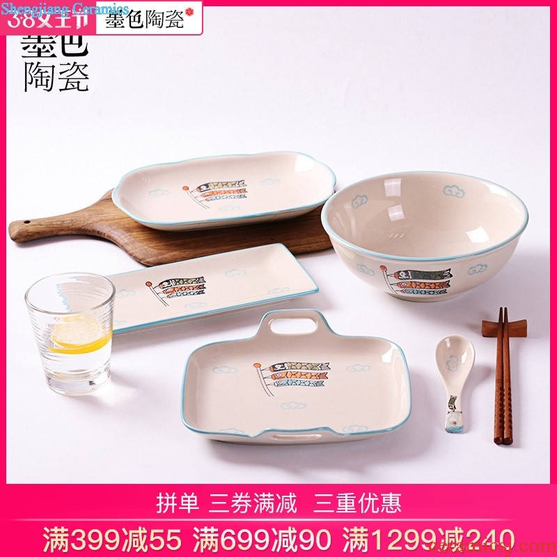 Chinese style household dish dish dish creative good-looking tableware ceramic platter bone deep dish plates dish dishes auspicious