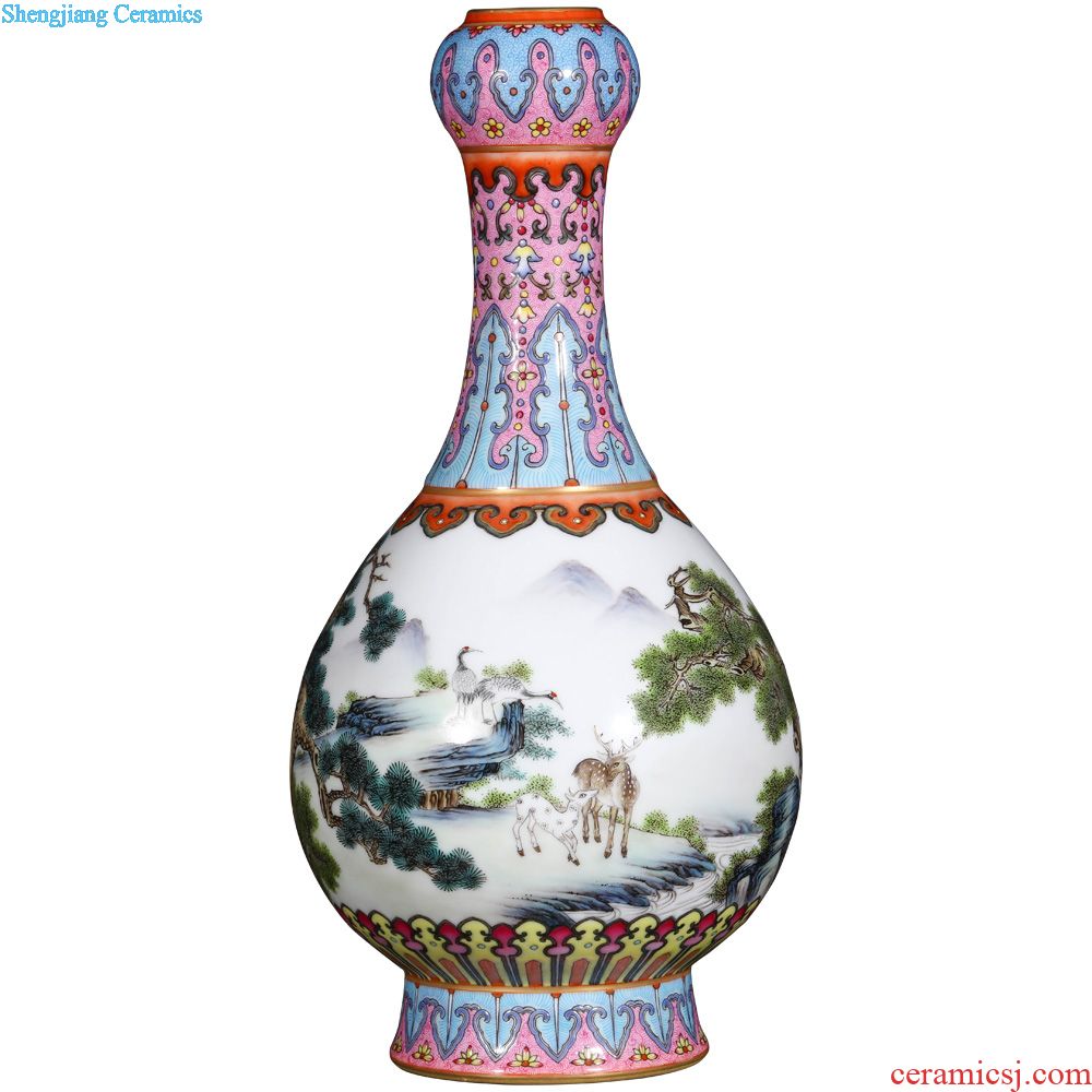Jingdezhen ceramics hand-painted thin body porcelain vase lad GongShou flower arrangement sitting room adornment of Chinese style household furnishing articles