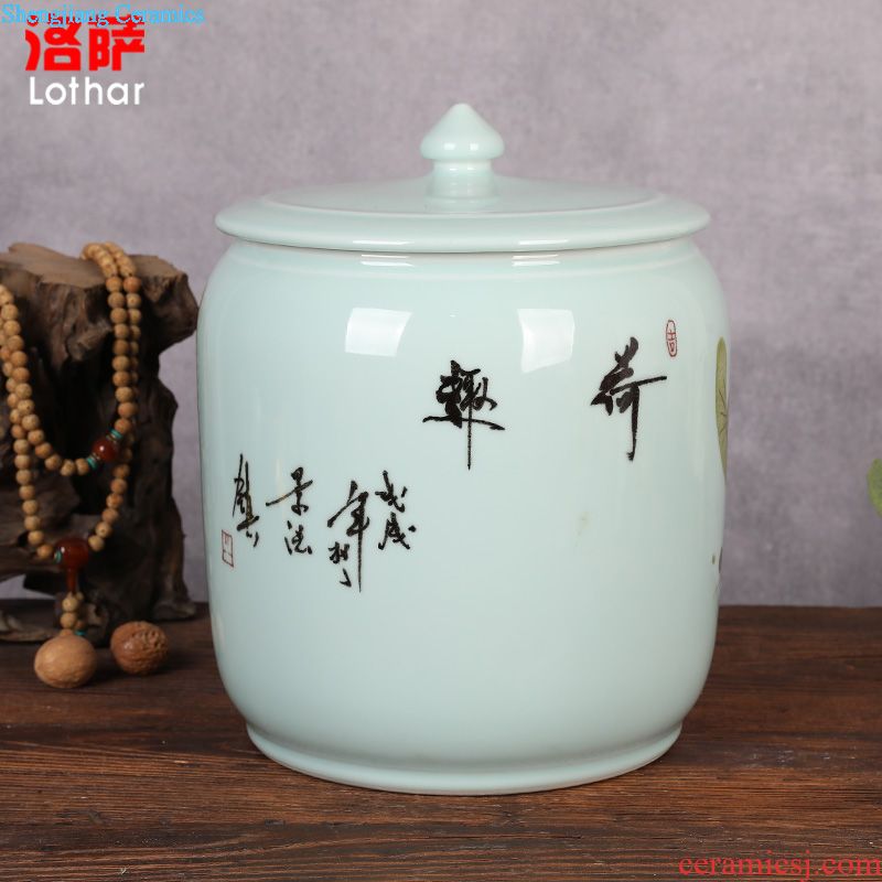 Jingdezhen ceramic aquarium Aquarium goldfish tropical fish turtle cylinder Ceramic tank birdbath A tank that occupy the home