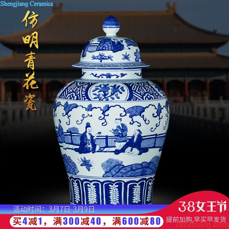 Sf48 jingdezhen ceramics color ink landscape high white clay ground big vase sitting room adornment rural furnishings