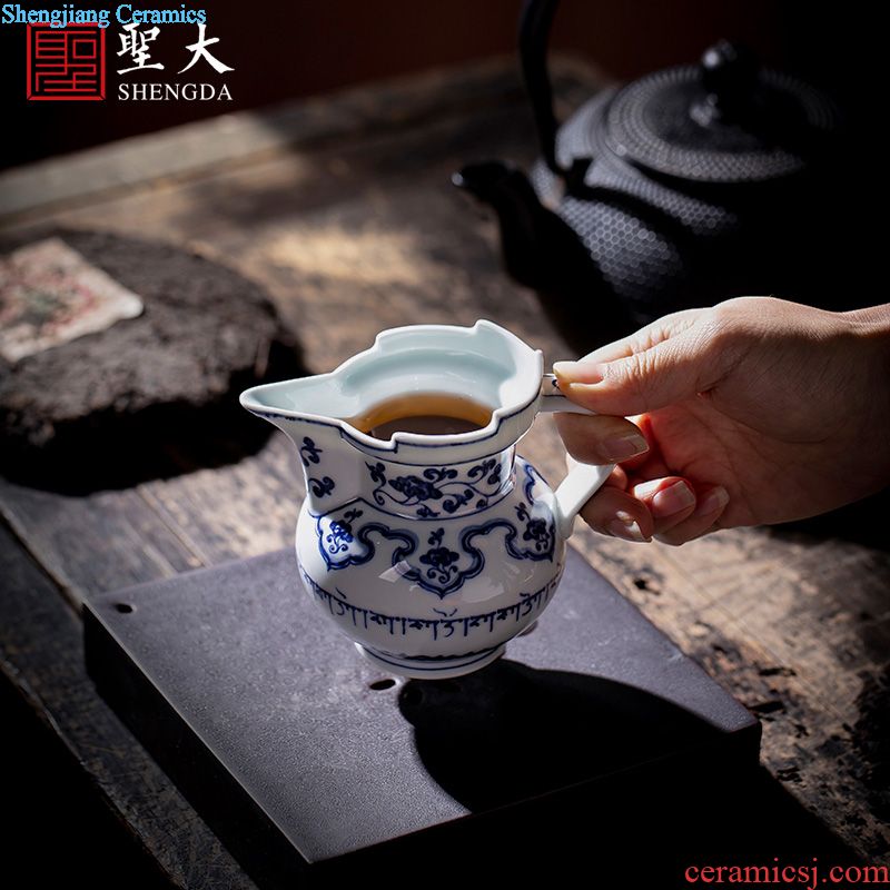 Holy big ceramic tea pot hand-painted cui very heavy ink in the waterfall lives jingdezhen kung fu tea set figure storage tanks