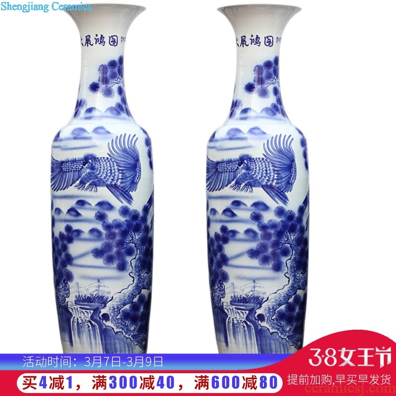 Jingdezhen ceramics manual hand-painted peony of large blue and white porcelain vase new Chinese style sitting room adornment is placed