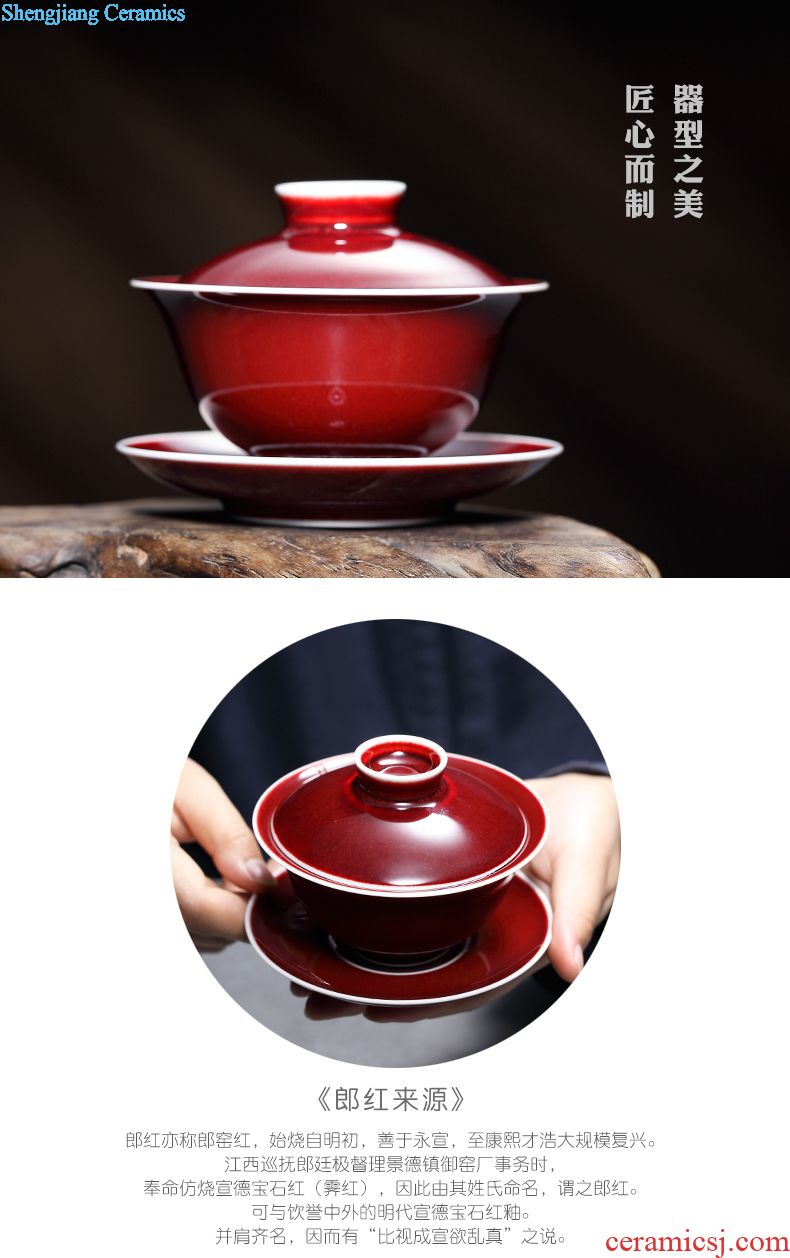 The three regular caddy ceramic seal pot home portable small mini POTS awake with you travel celadon