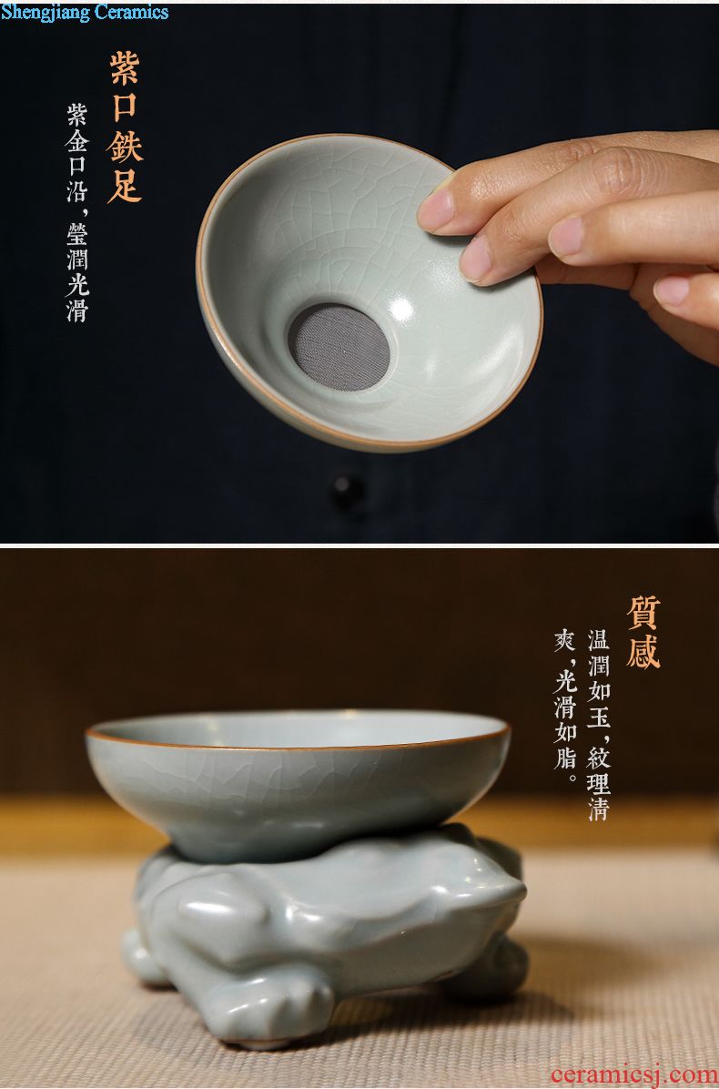 The three frequently do make a pot of bearing jingdezhen ceramic plate shadow green sweet round small craft kung fu tea S72013