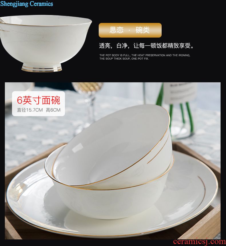 Blue and white porcelain tableware suit Chinese dishes suit of jingdezhen ceramic glair dishes suit ikea bowl with a gift