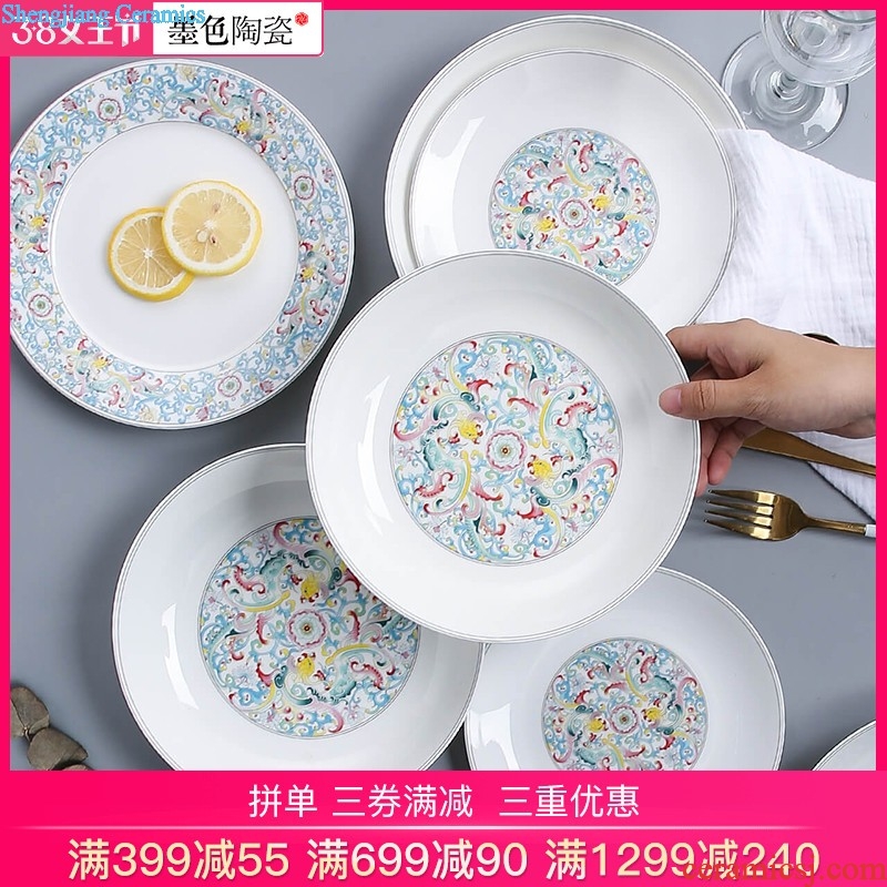 Jingdezhen porcelain bowls bone plate suit household contracted for four ceramic bowl chopsticks tableware to eat bread and butter plate combination Her jersey