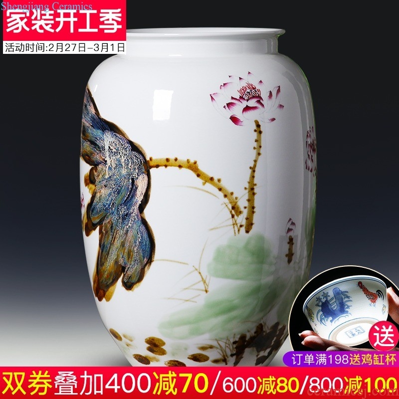 Jingdezhen ceramics ruby red vase flower arranging place new sitting room adornment cabinet decoration of Chinese style household porcelain