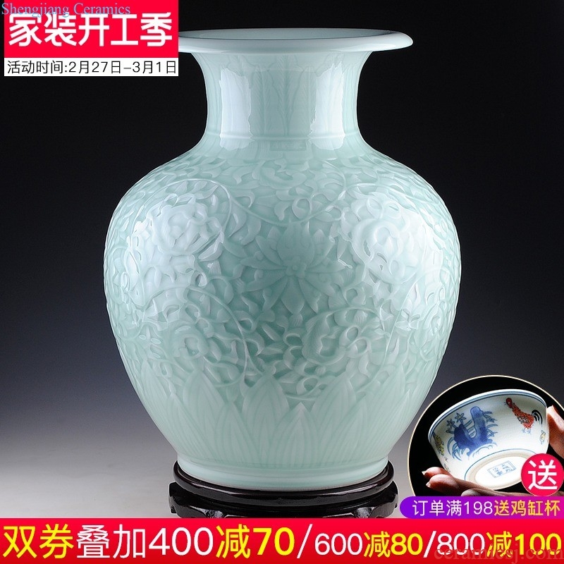 Jingdezhen ceramic vase large landing hand-painted jiangnan spring quiver hotel flower arrangement sitting room adornment is placed