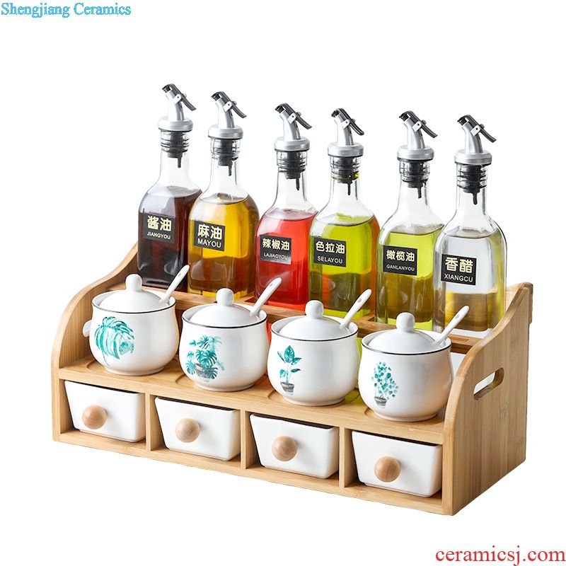 Ceramic marble oil can kitchen household large leakproof soy sauce vinegar bottle of peanut sesame oil tank capacity