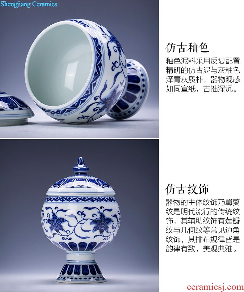 Holy big ceramic cover rear hand-painted imitation Ming blue and white with a bunch of lotus lines cover all hand jingdezhen kung fu tea accessories