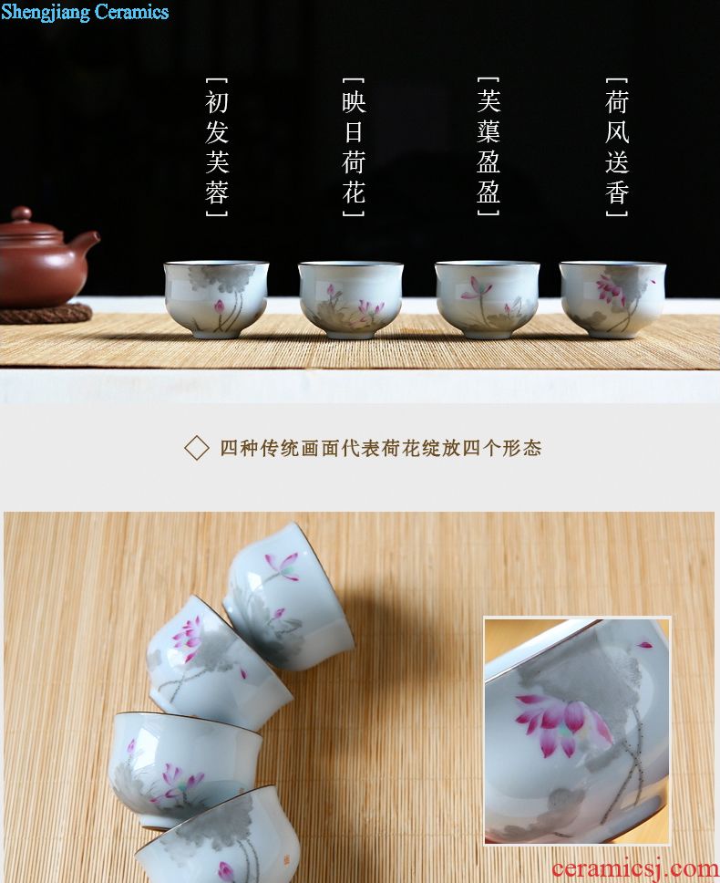 Three frequently hand-painted kiln master cup single cup Jingdezhen ceramic tea set sample tea cup cup S42163 kung fu