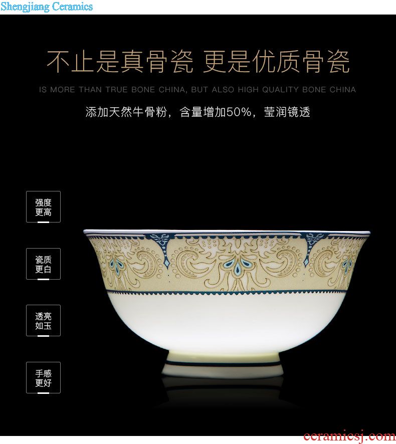 Jingdezhen blue and white porcelain glair bone porcelain tableware Chinese style of eating food dishes to eat bowl high-grade dishes suit household