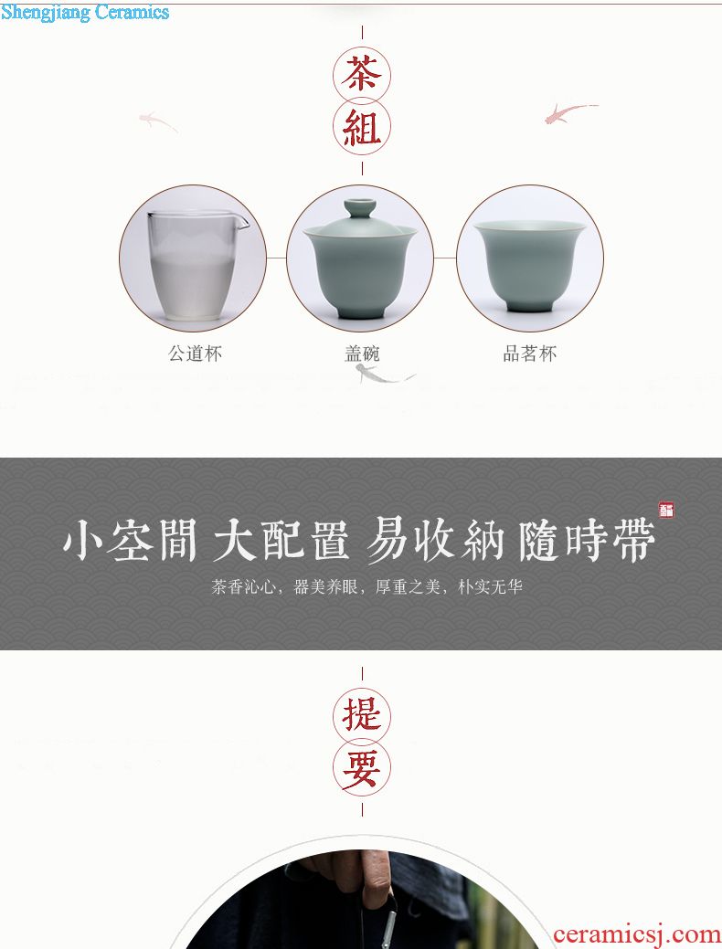 The three frequently tureen suit household sample tea cup of jingdezhen ceramic hand-painted kung fu tea set S13006 blue tie up branches