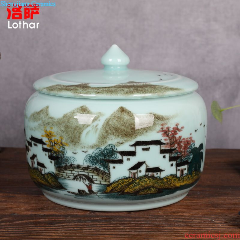 Jingdezhen ceramic aquarium Aquarium goldfish tropical fish turtle cylinder Ceramic tank birdbath A tank that occupy the home