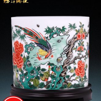 Jingdezhen ceramics dragon blessing brush pot office furnishing articles of Chinese style household adornment handicraft decoration