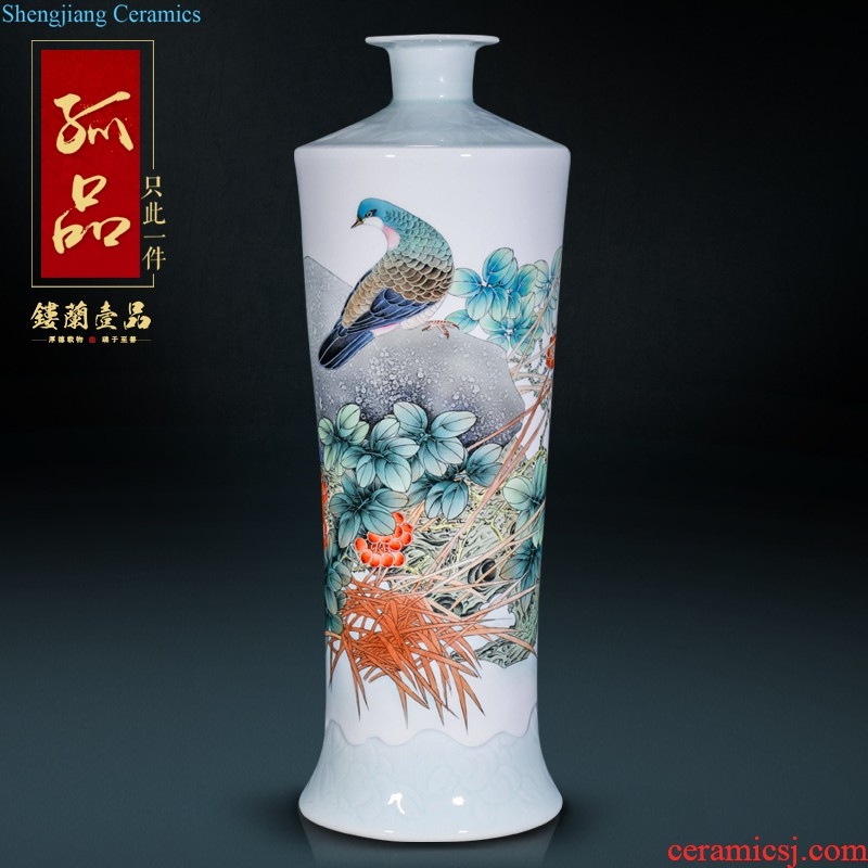 Jingdezhen ceramics hand-painted pastel of large vases, new Chinese style living room TV cabinet decoration collection furnishing articles