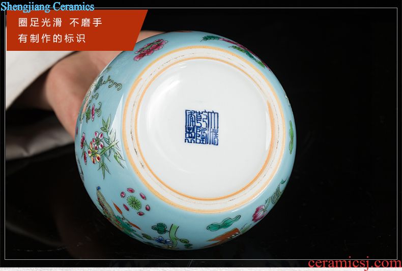 Jingdezhen ceramic retro colored enamel magpie vase furnishing articles home sitting room porcelain handicraft ornament