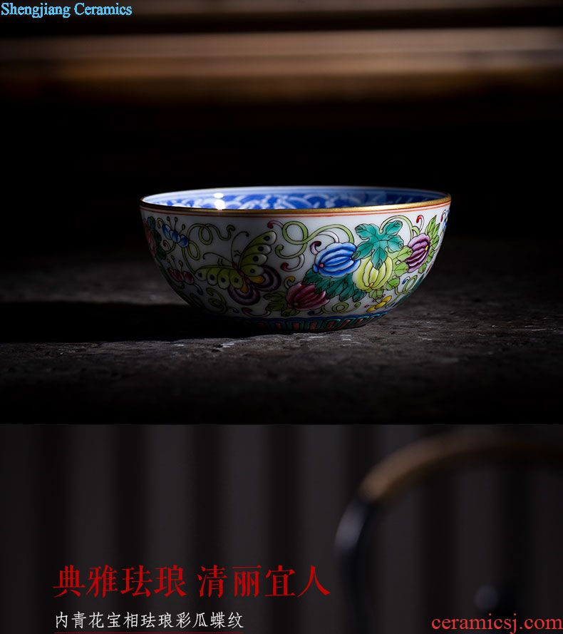 Santa teacups hand-painted ceramic kungfu pastel lanqiu chrysanthemum figure sample tea cup cup all hand of jingdezhen tea service master