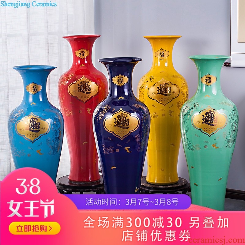 Jingdezhen ceramics Guo Pushan hand-painted pastel of large vases, flower arrangement of Chinese style living room a study place