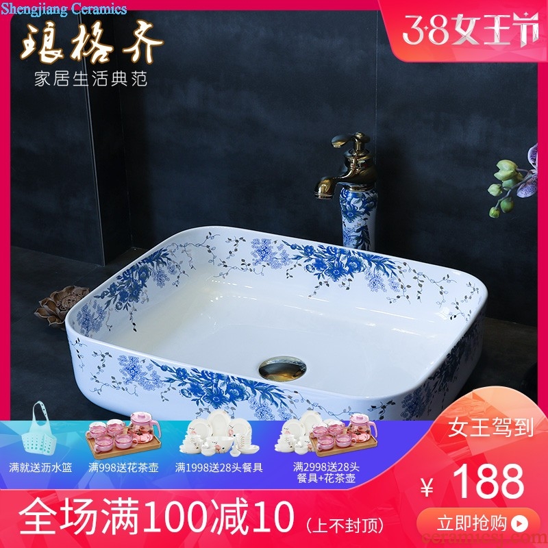 The stage basin on the blue and white the sink basin ceramic art basin of household toilet wash basin of the basin that wash a face