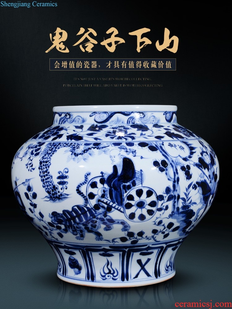 Jingdezhen ceramics hand-painted dried flowers large blue and white porcelain vase Chinese style living room porch decorate wedding gifts furnishing articles