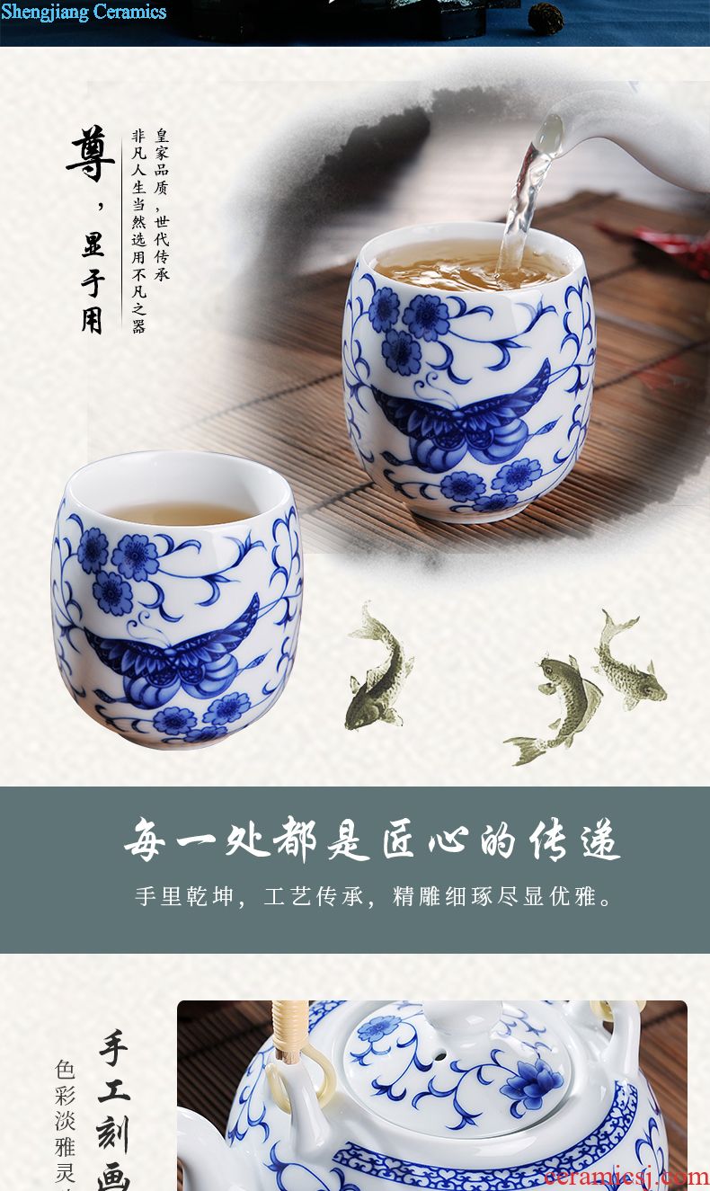 Jingdezhen antique collection 8 head double colored enamel tea set Imperial pastel principal Tea tray cup suit the teapot