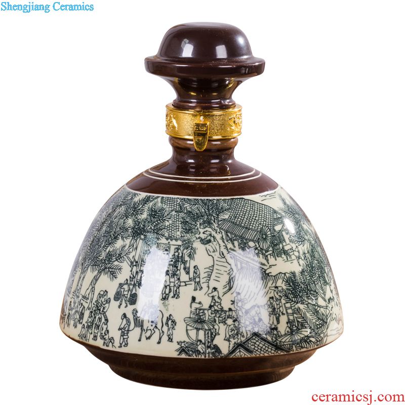 Jingdezhen ceramic wine jar household seal it bubble wine 10 jins 30 jins earthenware antique bottle bottle is empty
