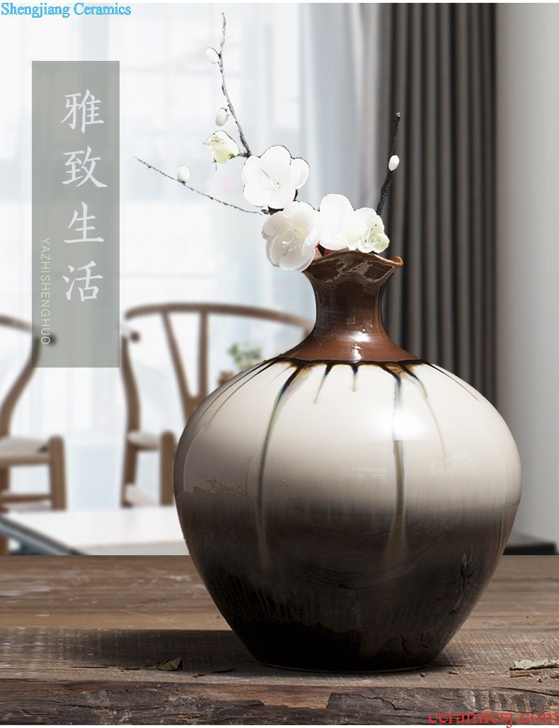 Jingdezhen ceramic three-piece porcelain ornaments furnishing articles Nordic sitting room porch flower arranging Chinese porcelain vase