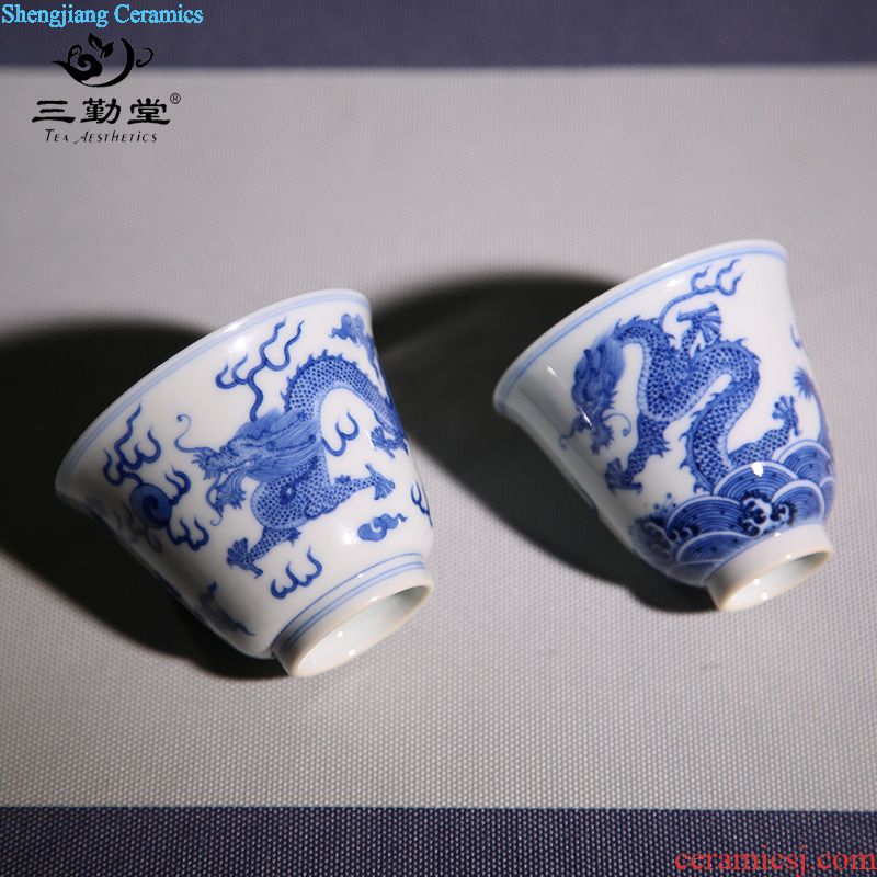 Three frequently tureen tea cups Jingdezhen ceramic kung fu tea set large jade porcelain only three cup bowl S11001