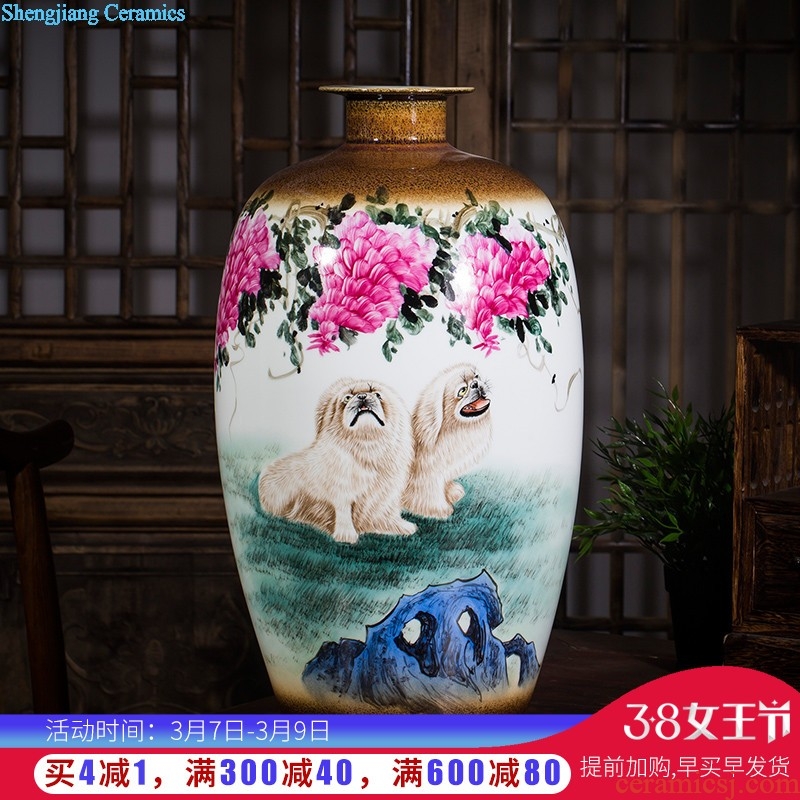 Jingdezhen ceramic floor big vase archaize hand-carved yueyang sitting room adornment is placed opening gifts