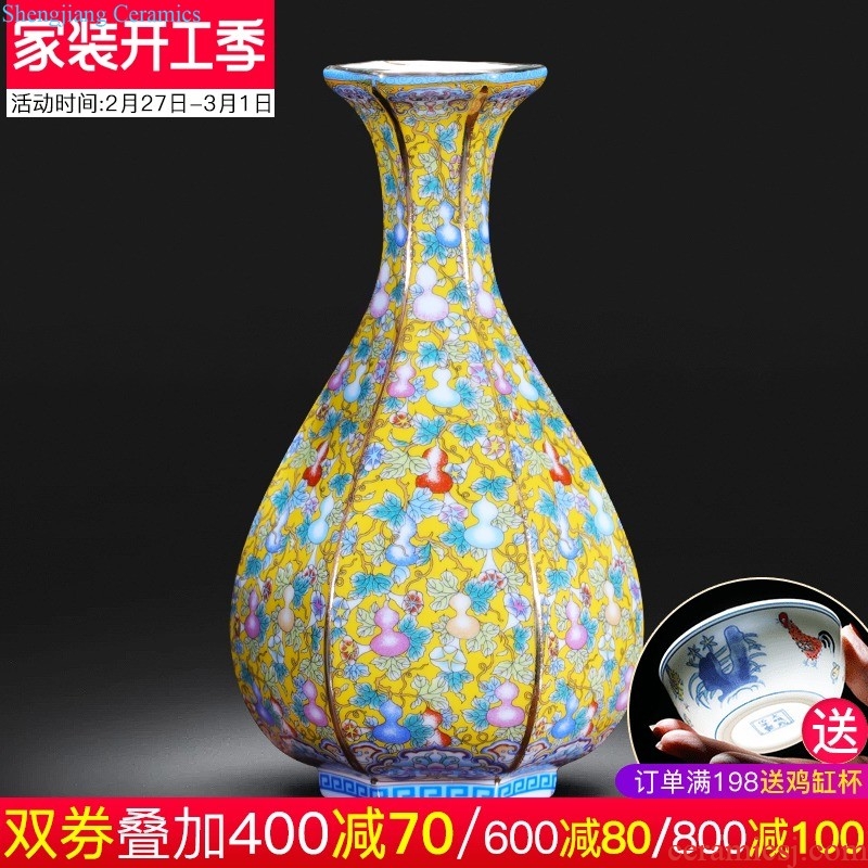 Jingdezhen ceramics Jun porcelain slice open ears ruby red vase Okho spring Chinese domestic act the role ofing handicraft furnishing articles