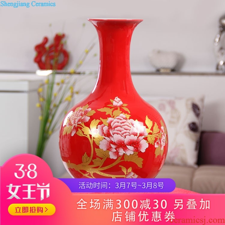 Famous master of jingdezhen ceramics hand-painted vases sitting room adornment is placed Chinese landscape painting porch decoration