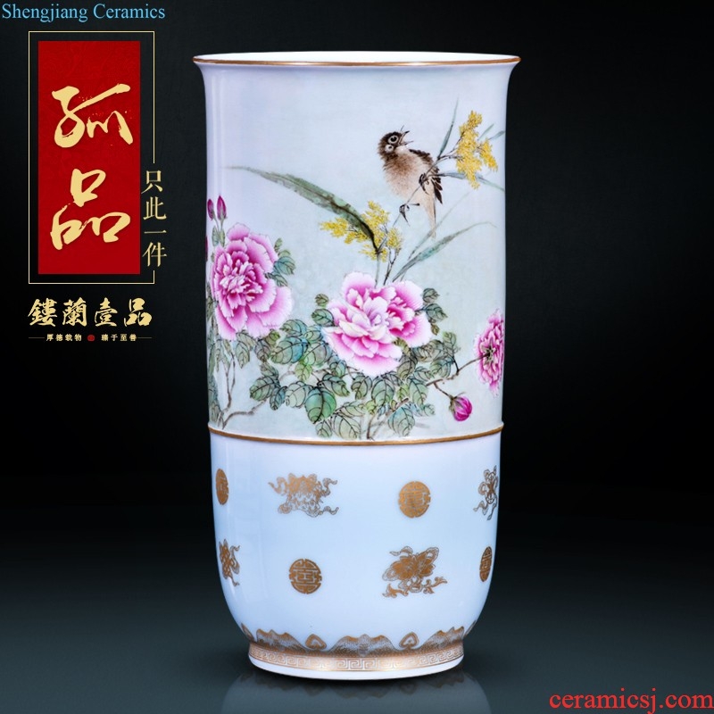 Jingdezhen ceramics hand-painted pastel dried flower vase sitting room home TV ark adornment of Chinese style household furnishing articles