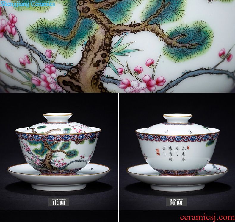 Santa teacups hand-painted ceramic kungfu heavy industry alum red paint grain, Kowloon cup tea cups of jingdezhen tea service master