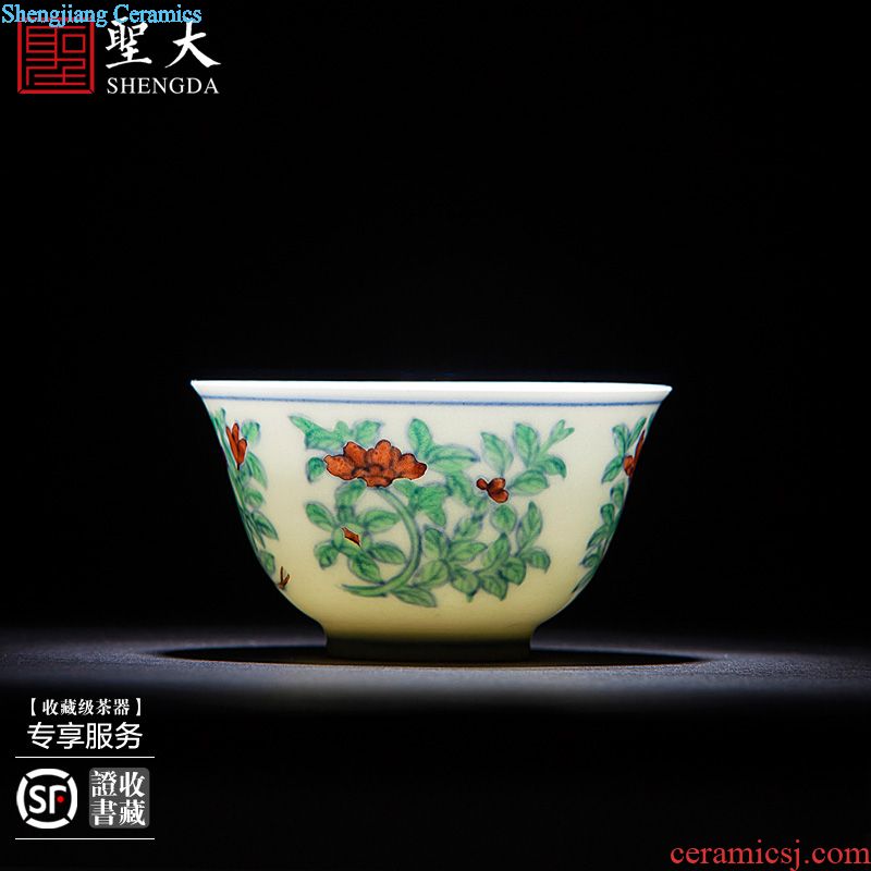 Holy big ceramic kung fu tea cups archaize chenghua bucket color lotus holds five treasures tea bowl cups of jingdezhen tea service master
