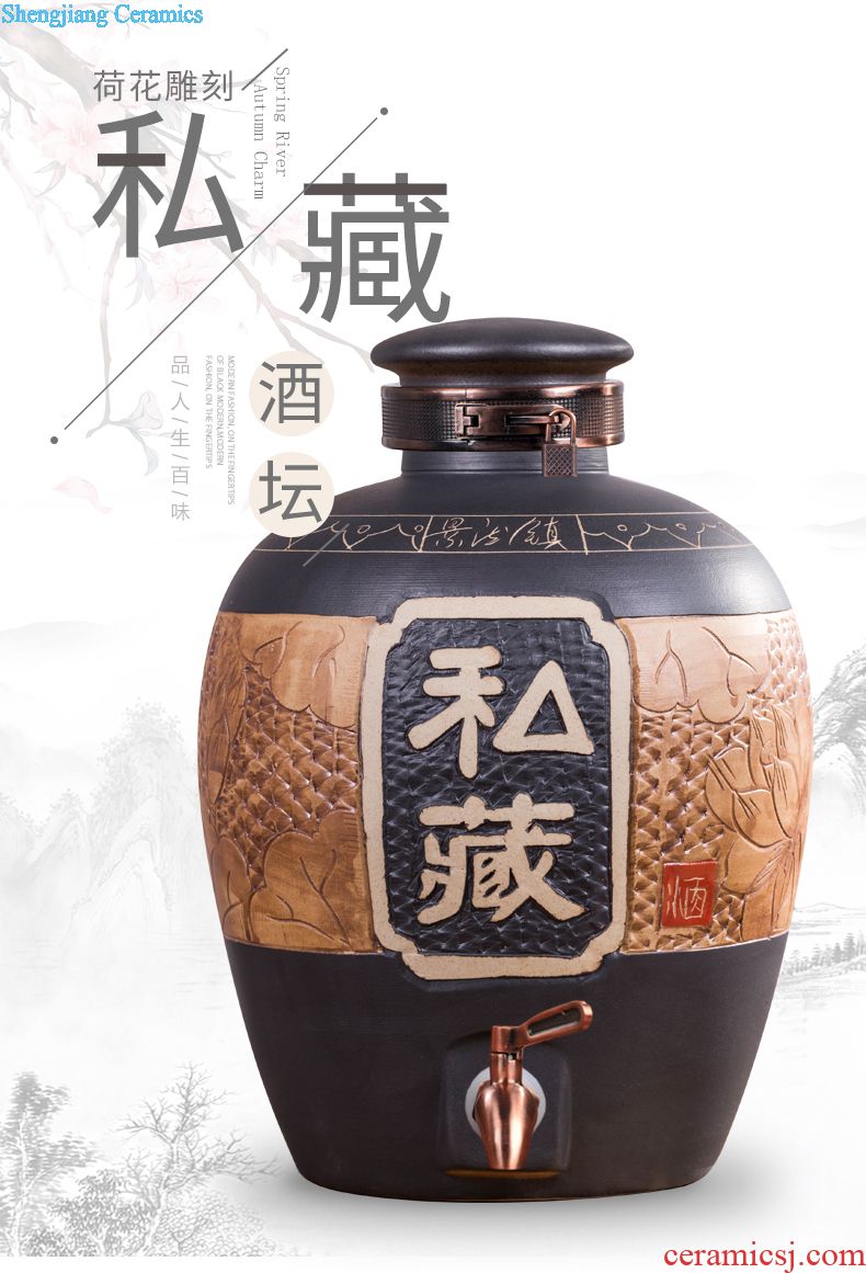 Jingdezhen ceramic bottles 1 2 3 5 jins of sharply hip flask black seal small jars wine red word