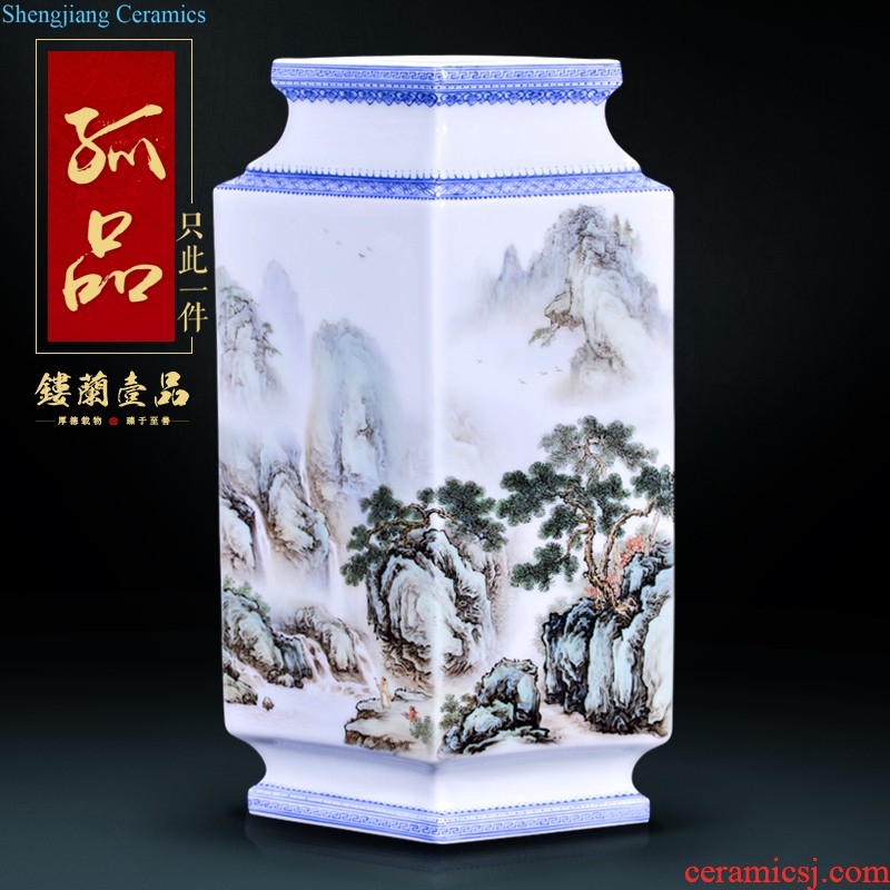 Jingdezhen ceramics hand-painted peony pastel flowers decorative vase sitting room furniture collection of new Chinese style furnishing articles