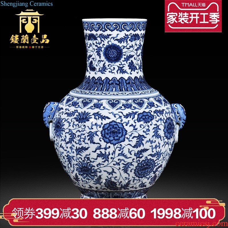 Jingdezhen ceramics imitation of yuan blue and white guiguzi down big pot sitting room of Chinese style household adornment home furnishing articles