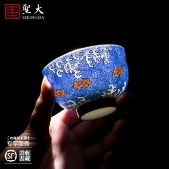 Holy big ceramic kung fu masters cup colored enamel cups real talent chicken wear pattern sample tea cup all hand of jingdezhen tea service